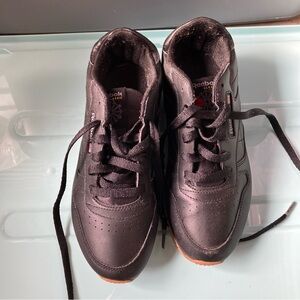 Reebok Women’s Black Leather Sneakers with Gum Outsole